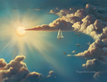 150の主題の芸術作品 Painting - ヘブン シュルレアリスムの船の雲